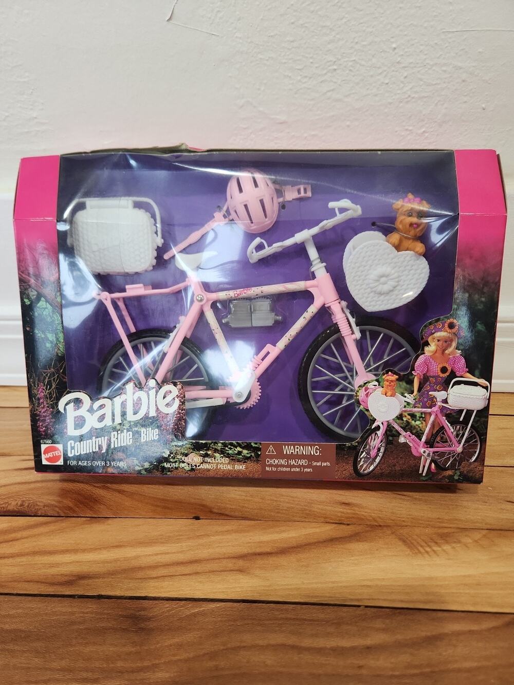 Vintage 1996 Barbie Country Ride Bike Mattel Pink With Dog 67560 New